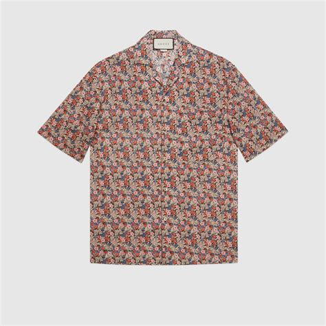 gucci liberty floral bowling shirt|gucci silk bowling shirts.